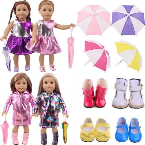Raincoat Suit Suitcase For 18 Inch American Doll Girls & 43 Cm New Born Baby Items,Our Generation,Doll Accessories For Kid Toys