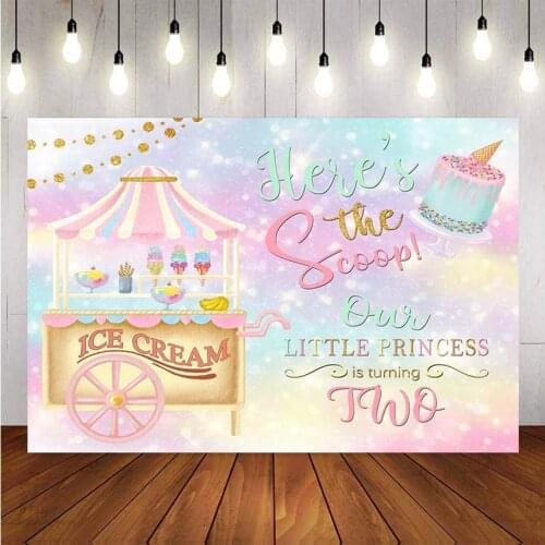 NeoBack Photography Background Little Princess Baby Ice Cream Cake Decor Birthday Party Photocall Backdrop Photo Studio Banner
