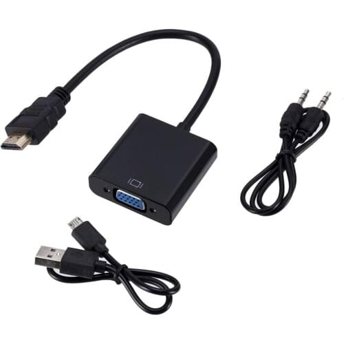 1080P HDMI To VGA Cable Converter With Audio Power Supply HDMI Male To VGA Female Converter Adapter for Tablet laptop PC TV