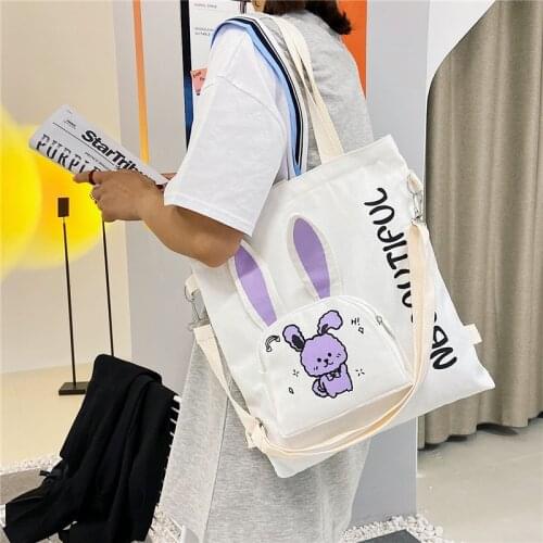 Small fresh one-shoulder canvas bag for women 2021 new fashion student cross-body bag with large capacity travel backpacks