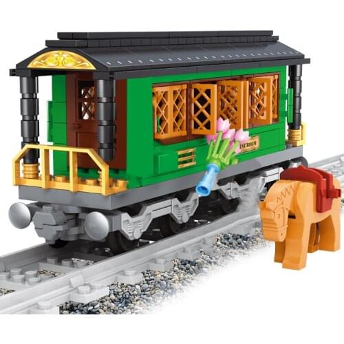 AUSINI Trains Model Building Blocks Toys for Children Knight Figure Bricks Construction City Railroad Railway Plastic Kids Toy