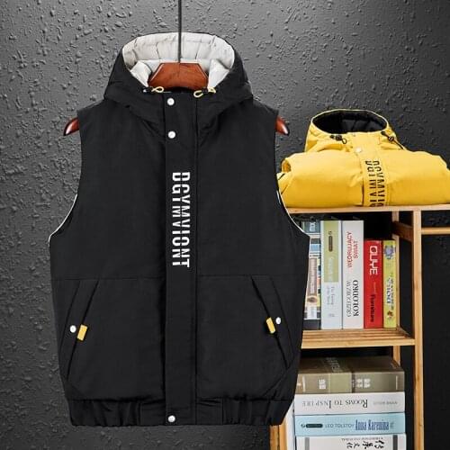 Plus Size 7xl 8xl 9xl Mens Winter Hooded Vest Casual Mens Puffer Warm Sleeveless Jacket Coats Male Thicken Waistcoat Vests Men