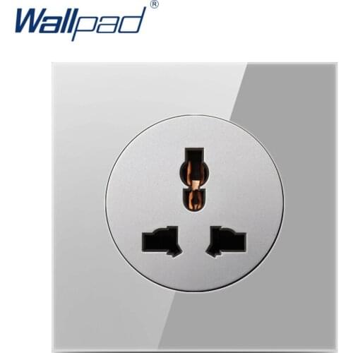 Wallpad 3 Pin Multifunction Wall Power Socket Outlet Crystal Glass Panel 13A Grounded With Child Protective Lock