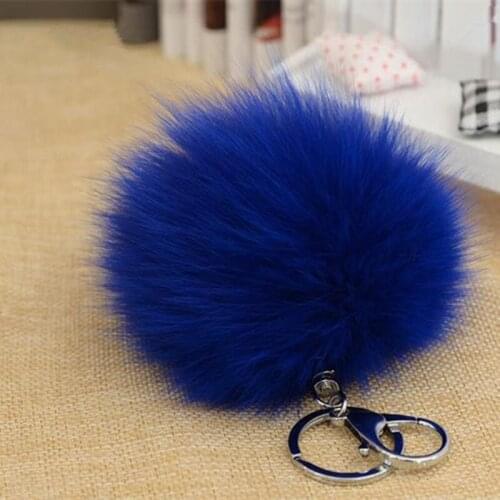 Fox real fur pom pom rabbit real fur fluffy women best gift sale keychain pom pom bag charms keyring handbag accessories