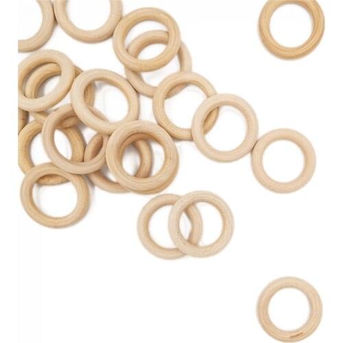 20pcs 25mm 0.98" Natural Wood Rings Unfinished Smooth Wooden Ring Wood Circles for DIY Craft, Ring Pendant and Jewelry Making