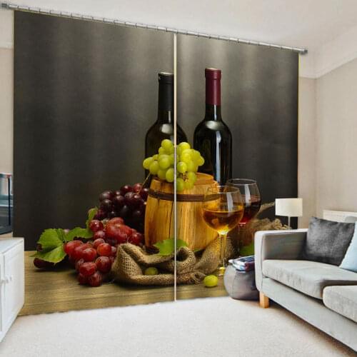New Wine Kitchen Curtains Red Wine Cabernet Bottle and Glass Cheese and Grapes on Wood Planks Print Window Decor Panel Set
