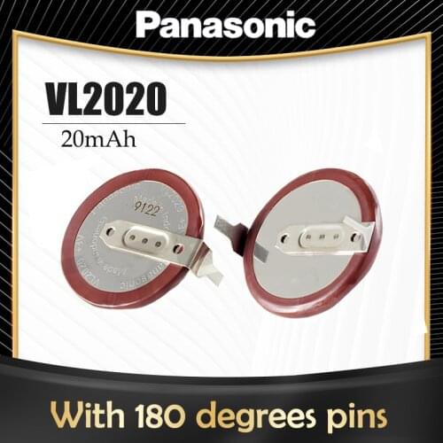 2PCS Panasonic VL2020 VL 2020 3V 20mAh Rechargeable Lithium Battery with 2 Pin Horizontal 180 Degrees Legs For BMW Remote Key