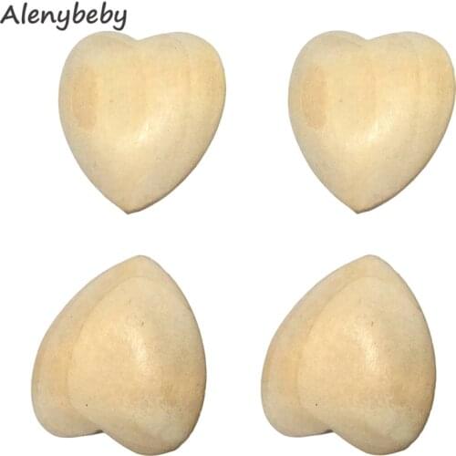 Natural Wood Hearts Beads Teether 30mm Unfinished Wooden Eco-Friendly Handmade Wooden Crafts DIY Baby Teether for jewelry making