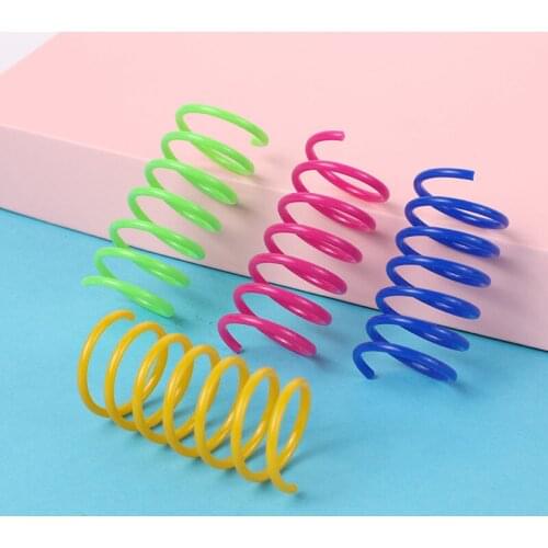 Cat Spring Toy Plastic Colorful Durable Interactive Toy Kitten Coil Spiral Action Springs Elastic Pet Funny Training Accessories