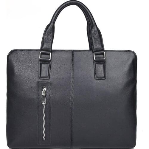 Direct Sale Leather Mens Handbag 14 Inch Computer Bag High-end Business Briefcase
