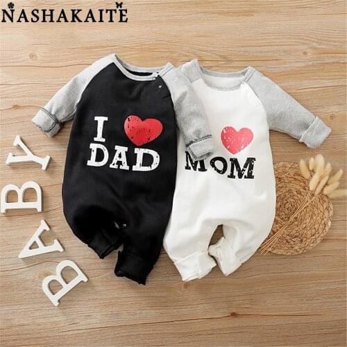 "I Love Mama And Dad"Bodysuit For Newborn Baby Clothes 2021 Spring Baby Rompers Baby Boy Overalls Baby Costume Baby Girl Clothes