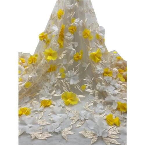 SJ Lace African 3D Lace Fabric Embroidery Nigerian Lace Fabrics Bridal 2021 High Quality French Lace Fabric For Wedding jh3-43