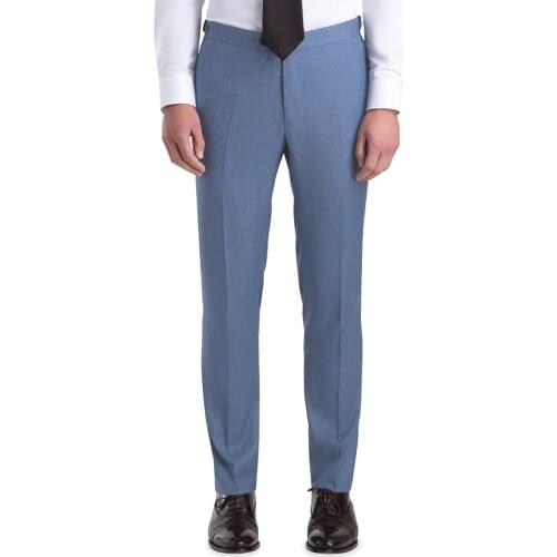 Versatile Light Blue Nailhead Birdseye Slim Business Casual Pants For Men Pants Custom Made Pants Tailor Made Trousers Tailored