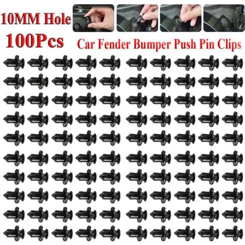 Factory Price!!! 100PCS Black Plastic Rivet Car Fender Bumper Push Pin Clips 10mm Hole For Honda Wholesale Quick delivery CSV