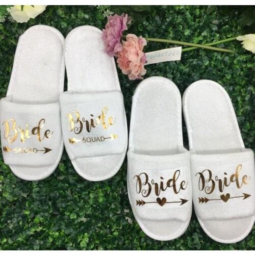 1Pair Disposable Fashion Bride Slippers Bride-tribe Bridesmaid Bridal-party Spa Day Hen Night Wedding Party Supplies Favors Gift