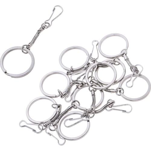 10Pcs Men Womens Silver Color Carabiner Keychain Clip Spring Hook Key Chain Holder
