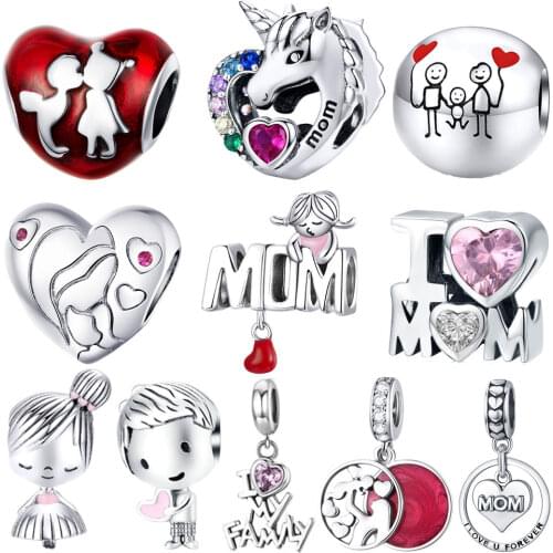 100% 925 Sterling Silver Heart Baby arriage Nipple Love MOM Charm Beads Fit Charms Girls Bracelet Silver 925 Jewelry Making