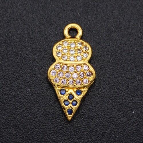 15x8mm 100% CZ Zircon DIY Jewelry Ice Cream Charm Pendant Wholesale Necklace Making Charms Bracelet Making Charm Top Quality