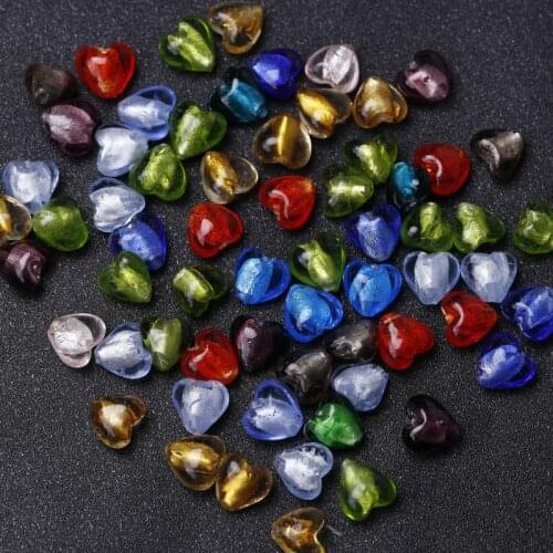 20Pcs Heart Silver Foil Lampwork Murano Glass Beads 12mm HOT