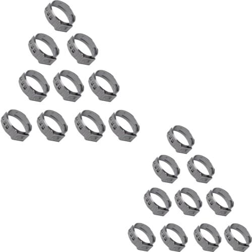 20 Pieces 19.4-22.6mm 20.3-23.5mm O-Clips Single Ear Stainless Steel Hose Clamps