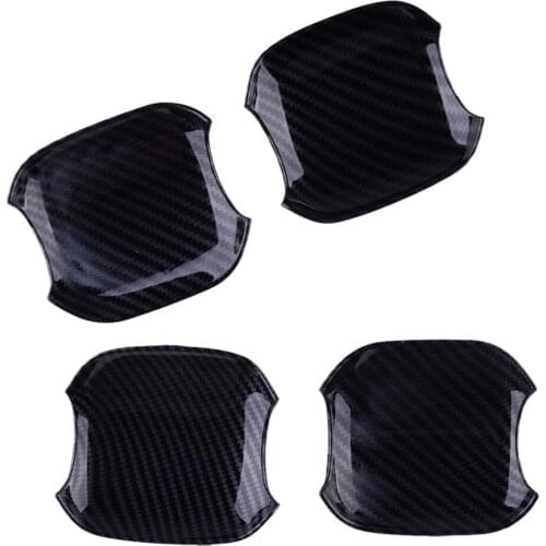 4Pcs Car Door Handle Bowl Cup Cover Trim Decoration ABS Carbon Fiber Style Black Fit for Subaru Forester 2019 2020
