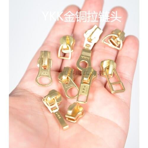 Genuine YKK / No. 3 / No. 5 / Metal Xipper Accessories Gold copper / Zipper Head 5 / 1 Package