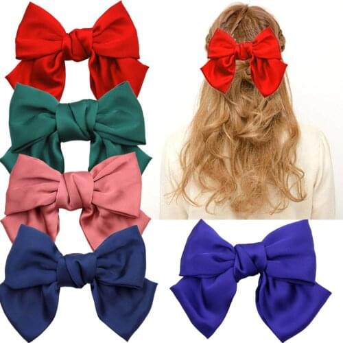 50pcs/lot DIY Simple Preppy Style Silk Satin Hair Clip Spring Barrettes Double Bowknot Hair Styling Tools Accessories HA1374