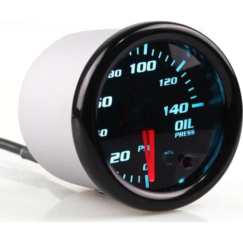 52mm/2Inch 7 Colors LED Smoke Lens Oil Press Oil Pressure 0-140PSI Auto Gauge For Universal Car