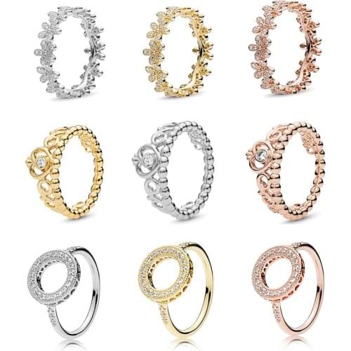 BRACE CODE Alloy Point Rhinestone Flower Crown Rings Female Fashion Colorful Daisy Alloy Ring Gift Fashion Jewelry
