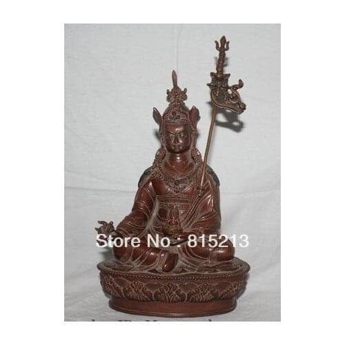 Bi00588 11" Tibet Tibetan Purple Bronze 24K Gold Gilt Guru Padmasambhava Buddha Statue