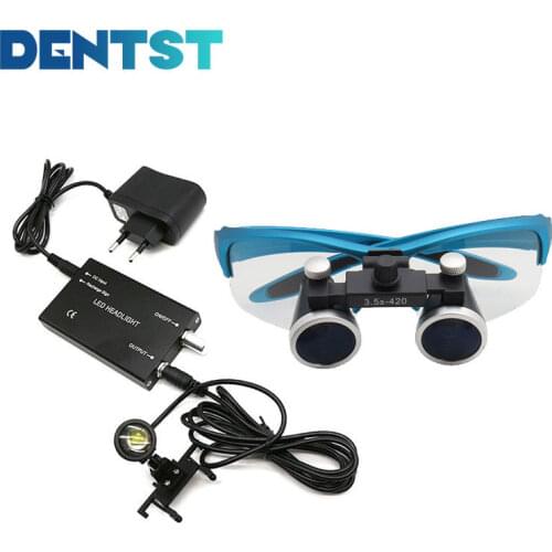 Dentst Dentistry Binocular Magnifier Magnification 2.5X 3.5X With 3W Head Light Magnifying Glass Ultra-lightweight