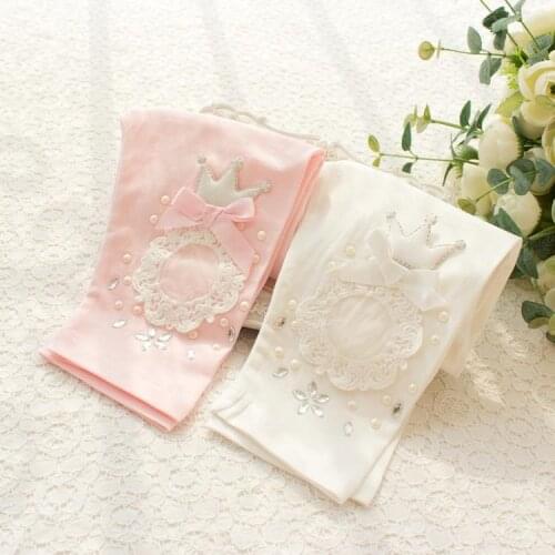 CHILDRENS Girls Summer Pure Cotton Leggings Girls Bow Lace Embroidery CHILDRENS Leggings Leggings CHILDRENS Garment