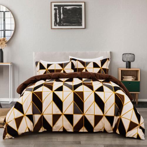 Geometric Patterns Coffee Grey Comforter Duvet Cover Single Full Queen Size 3d Lifelike Bedding Set Simple Bed Linen Set