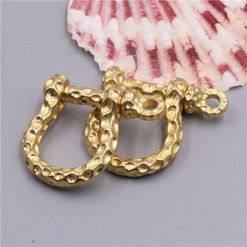 DIY leather craft key ring belt vachette clasp decoration solid brass hardware accessories meteorolite pattern inner 10mm 5pcs