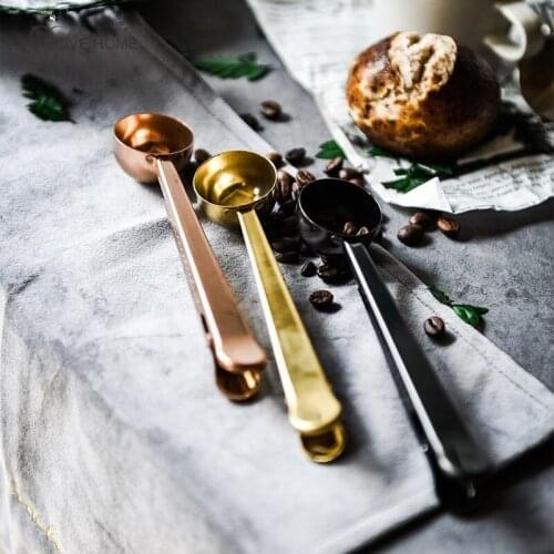 Stainless Steel Coffee Scoop Clip Coffee Tea Measuring Scoop Cup Ground Metal Spoon Baking Kitchen Tools