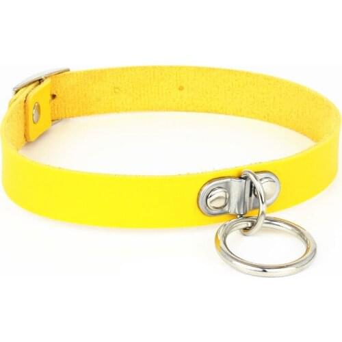 Fashion Charm Female PU Leather Choker Stainless Steel round Chocker Necklaces Colorful Buckle Jewelry for Women Colar