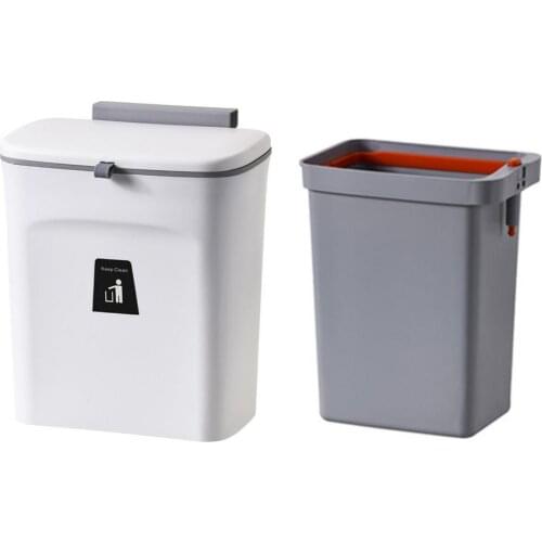 Wall Mounted Trash Can Bin With Lid Waste Bin Kitchen Cabinet Door Hanging Trash Bin Garbage Car Recycle Dustbin Rubbish