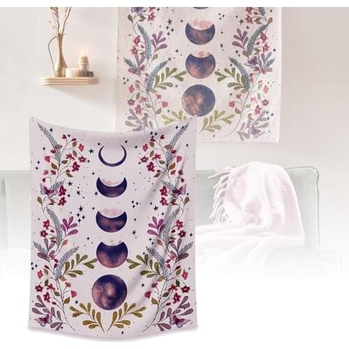 Wall Tapestry Mandala Starry Night Indian Decor Moon Phase Wall Hanging Tapestry Wall Cloth Fabric Mandala Wall Carpe