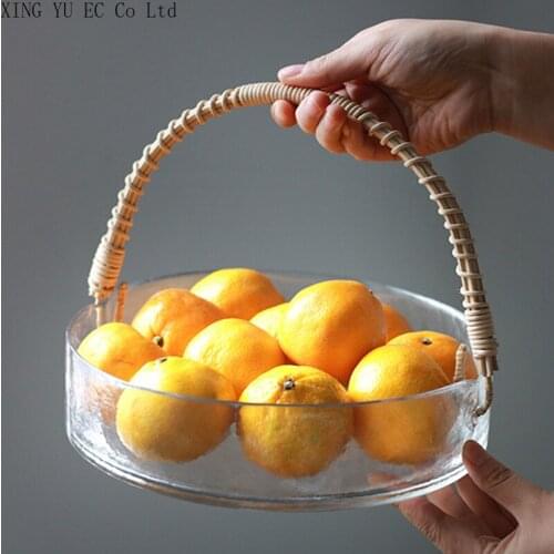 Nordic Modern Solid Color Fruit Basket Living Room Coffee Table Glass Basket Snack Glass Dried Fruit Basket Kitchen Supplies