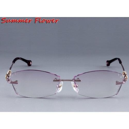 Eyeglass Frames with Rhinestone Women Computer Glasses lentes mujer Transparent Glasses Spectacle Frame Rimless Glasses Optik