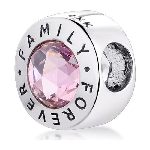 Fits for Pandora Charms Bracelets Pink Family Forever Beads 100% 925 Sterling Silver Jewelry Free Shipping