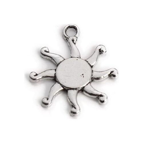 50pcs/lot 17x19mm sun Connector Metal Alloy Pendant For DIY bracelet Jewelry Making dfg5s