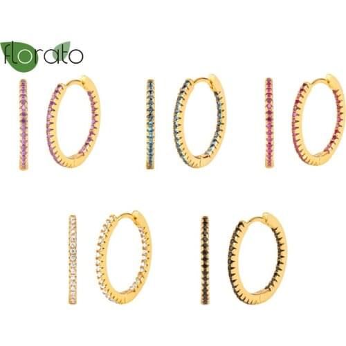 100% Real 925 Silver Ear Buckle Big Circle Hoop Earrings for Women Pierced Earrings Style Colorful Jewelry Valentines Day Gifts