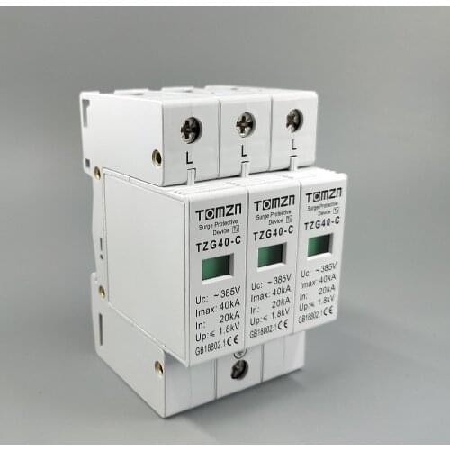 AC SPD 3P 20KA~40KA C ~385VAC House Surge Protector Protective Low-voltage Arrester Device