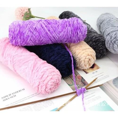 Chenille Yarn Anti-pilling Gold Velvet Thread Yarn Polyester Blended Cotton Hand-Knitting Multicolor Thread for Cardigan Scarf