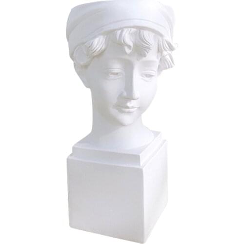 Resin Succulent Planter Vase Home Office Garden Decor 7" British Girl Sculpture Makeup Holder Desktop Housewarming Gift