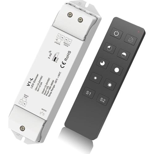 LED Strip Dimmer 12V 24V 15A PWM Wireless RF Switch ON OFF with 2.4G 1 Channel Dim Remote for 5050 3528 Single Color LED String