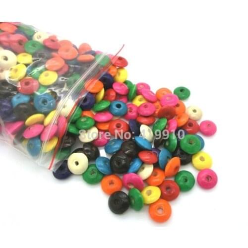 Free shipping-500pcs Mixed Dyed Abacus Wood Spacer Beads 14x6mm M00445