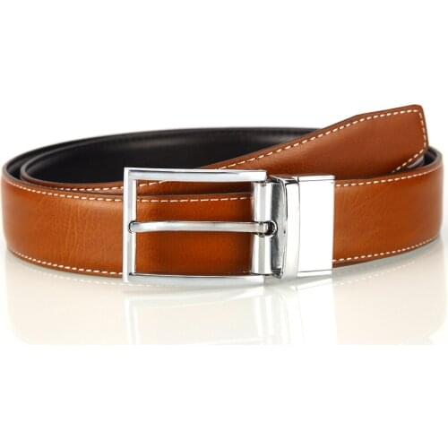 Ta-weo Camel & Black Reversible Belts, Fashion Business Mens Leather Belt, Pin Buckle Belt, Designer Belts Men High Quality