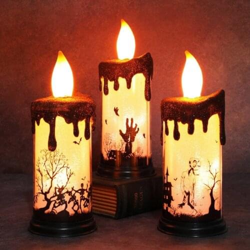 Halloween Decoration Skull-pumpkin Candle Light Led Colorful Candlestick Table Top Party Happy Halloween Party Decor For Home